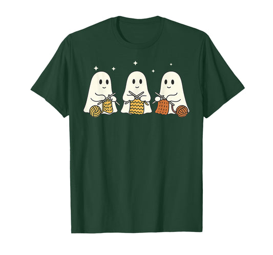 Ghost Knitting Yan Halloween Knitter Craft Mom Knit T-Shirt