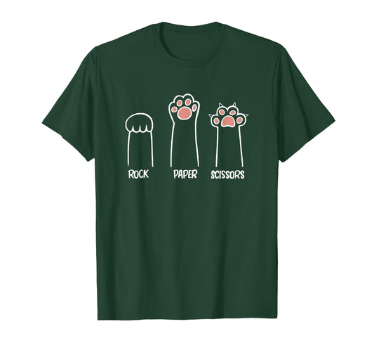 Rock Paper Scissors Game Cute Cat Kitty Paws T-Shirt