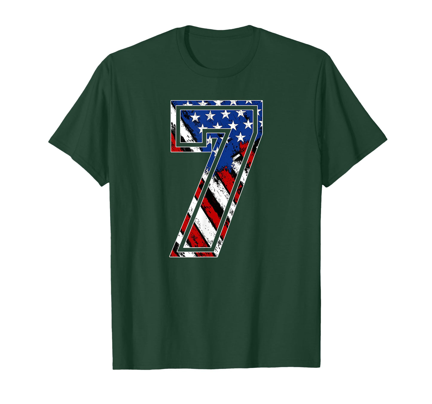 Number 7 Red White and Blue American Flag #7 Jersey Shirt T-Shirt
