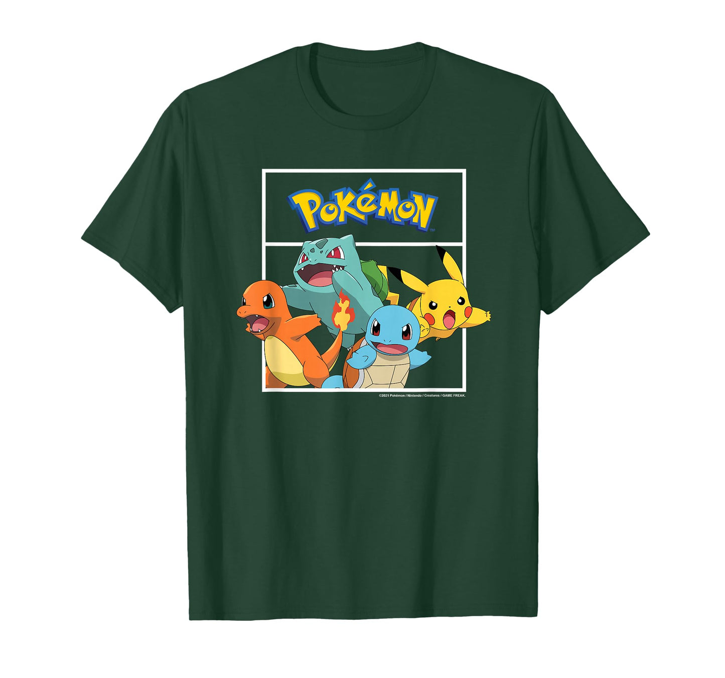 Pokémon - Pikachu Charmander Bulbasaur Squirtle Kanto Group T-Shirt