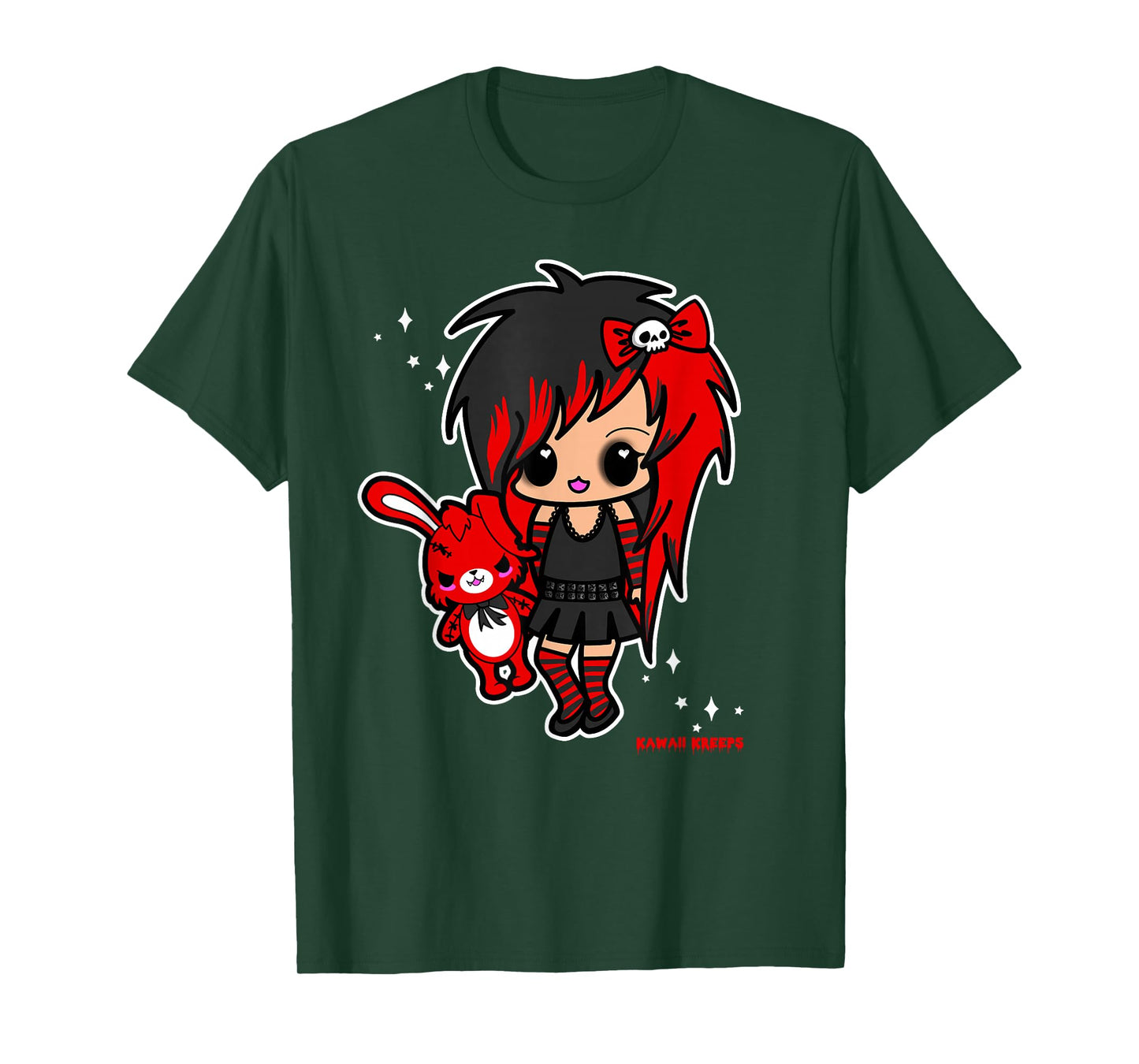 Kawaii Emo Chibi EGirl Scene Kid Goth Gothic Creepy Bunny T-Shirt