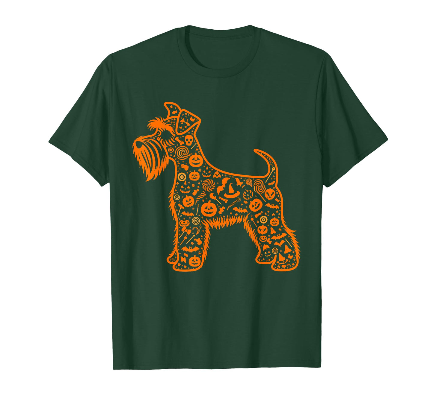 Pumpkin Miniature Schnauzer Candy Halloween Mens Womens Kids T-Shirt