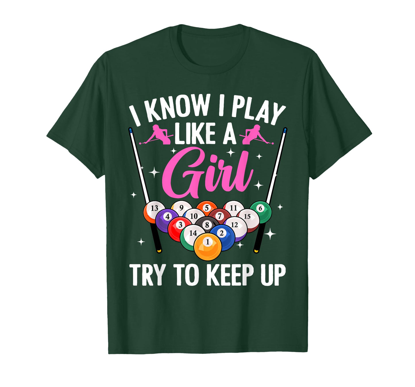 Funny Billiards Design For Women Girls Pool Billiard Player T-Shirt