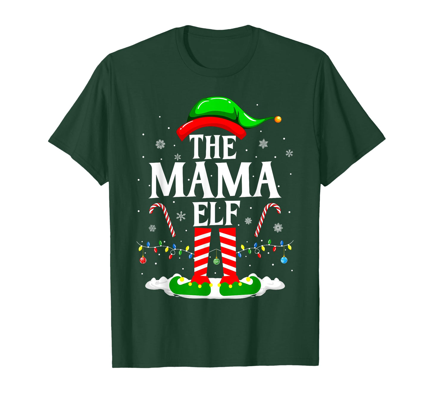 The Mama Elf Funny Xmas Elf Matching Family Christmas T-Shirt