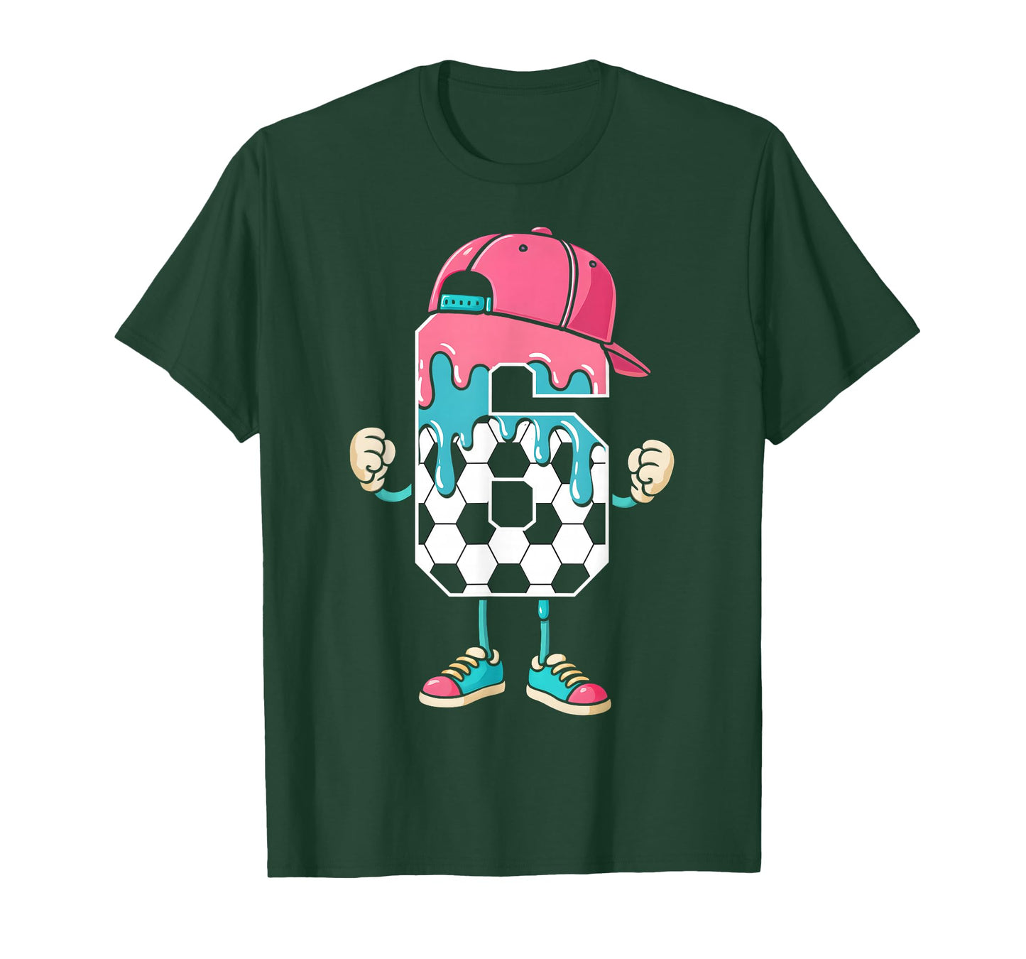 Soccer 6 Year Old Ice Cream Drip Youth 6th Birthday Boy 6 T-Shirt