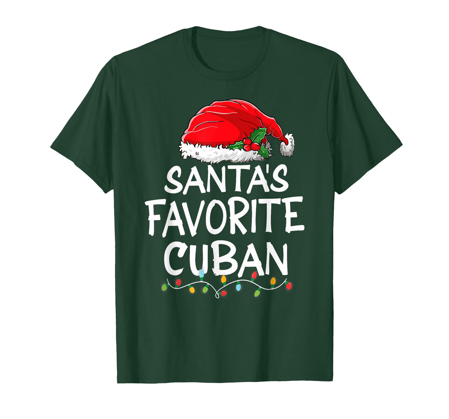 Santa's Favorite Cuban Christmas Santa Claus tree lights T-Shirt