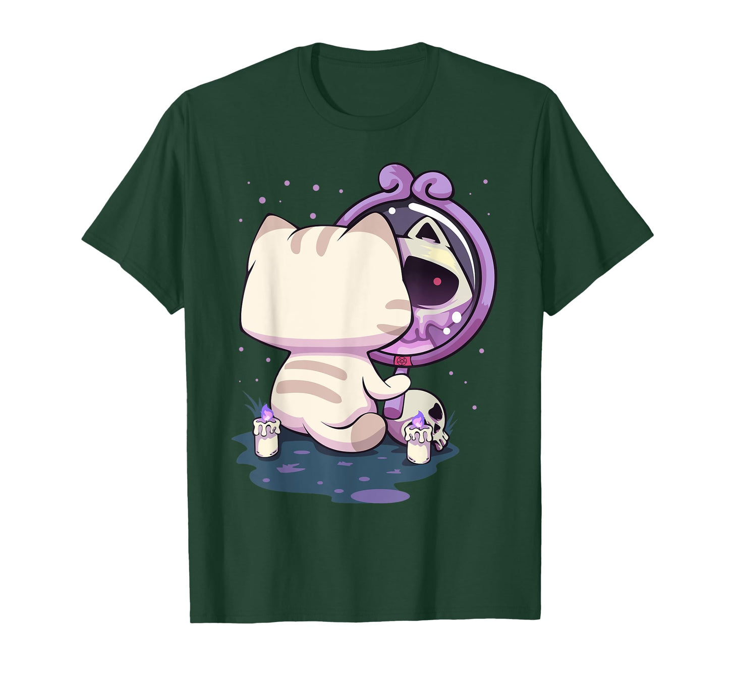 Pastel Goth Kawaii Sad Cat With Mirror T-Shirt