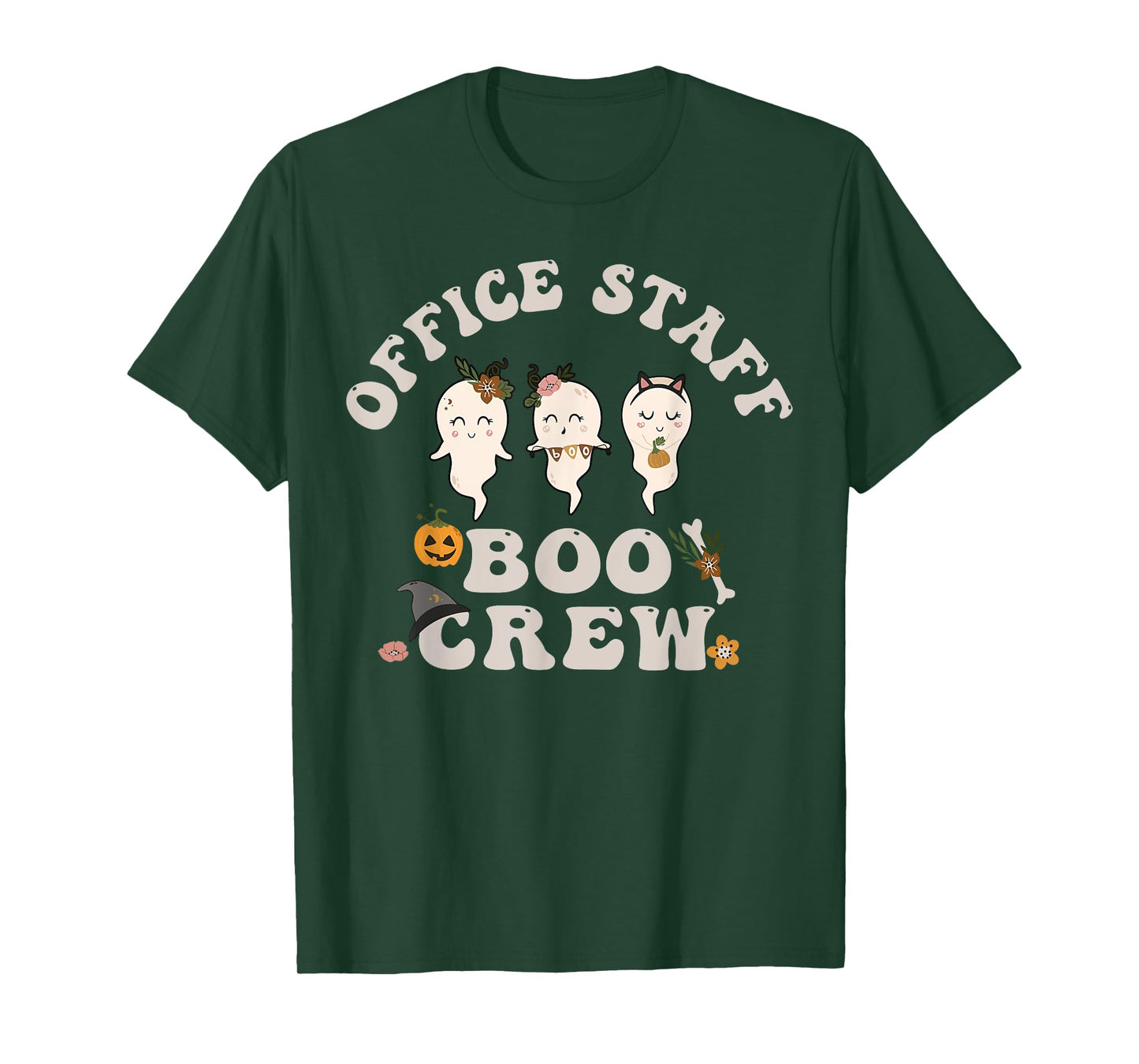 Halloween Office Staff Boo Crew Cute Ghost Fall Office Squad T-Shirt