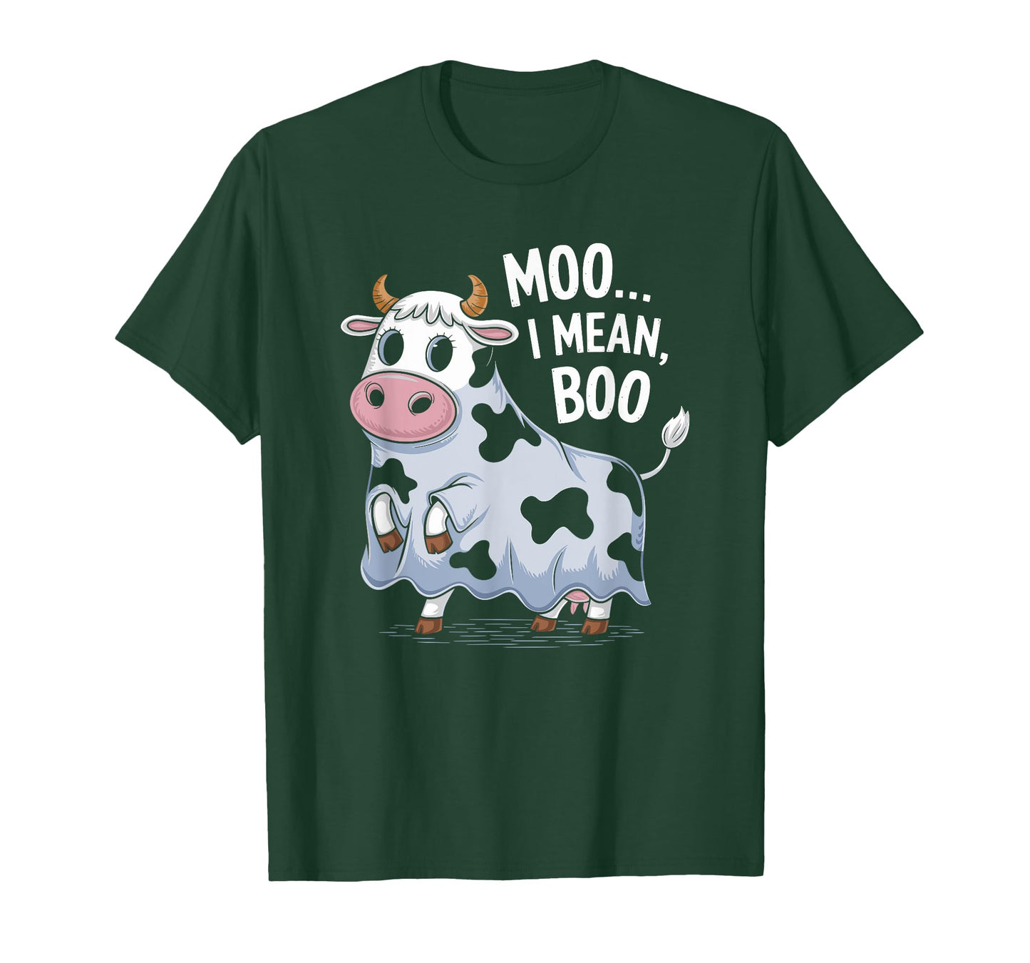Ghost Cow Moo I Mean Boo Halloween Costume Funny Cow Lover T-Shirt