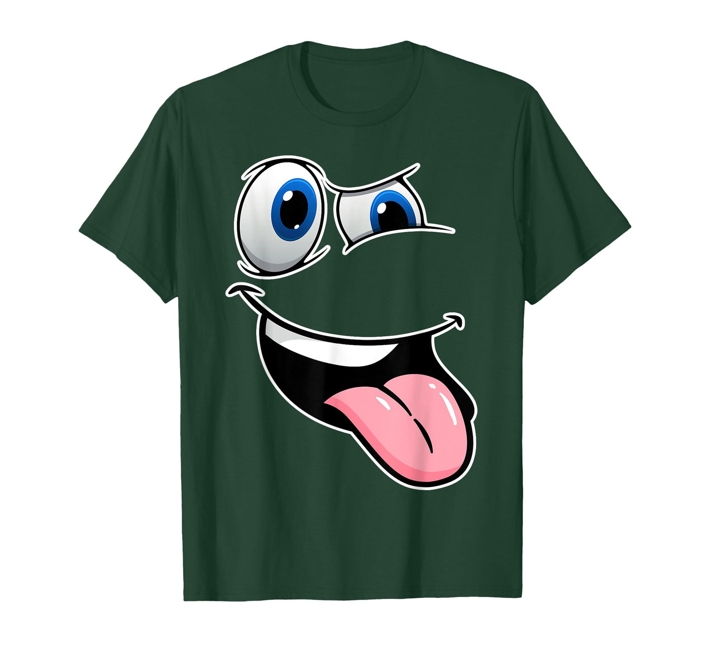 Funny Crazy Eyes & Tongue Out Hilarious Cartoon Face Tee T-Shirt