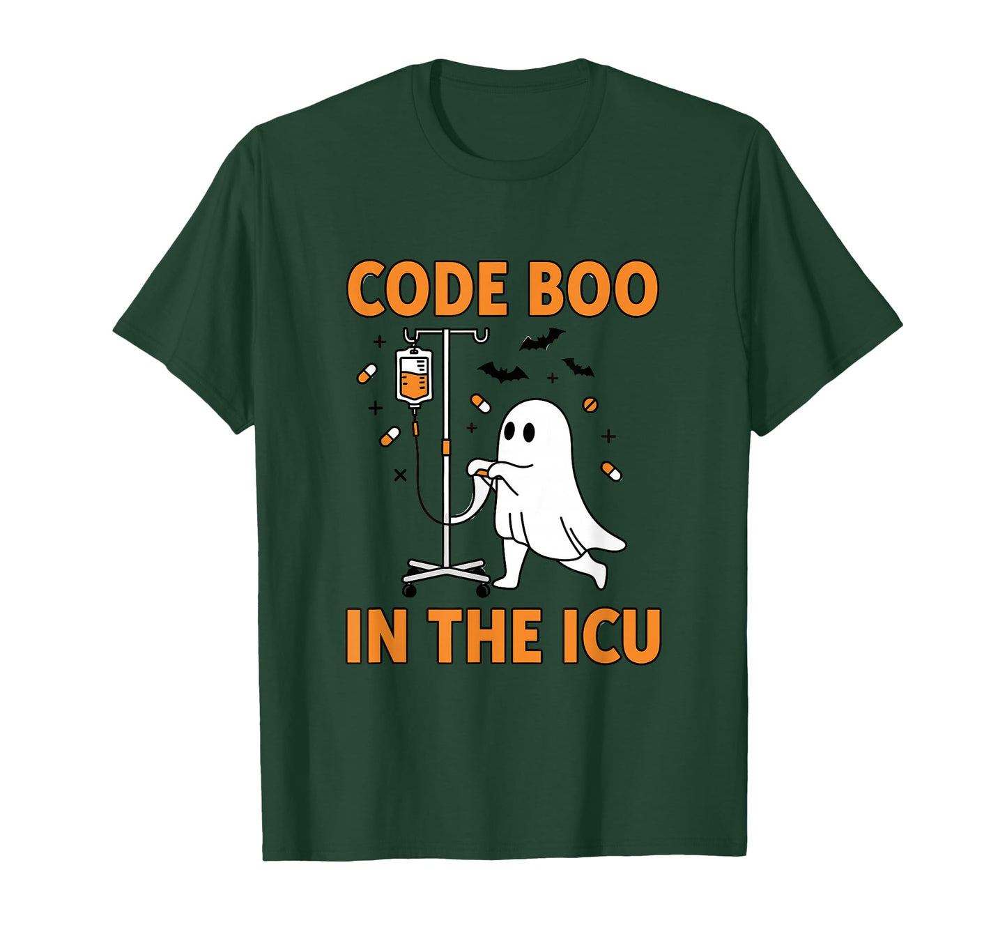 Ghost ICU Nurse Code Boo in ICU Funny Halloween Costume T-Shirt