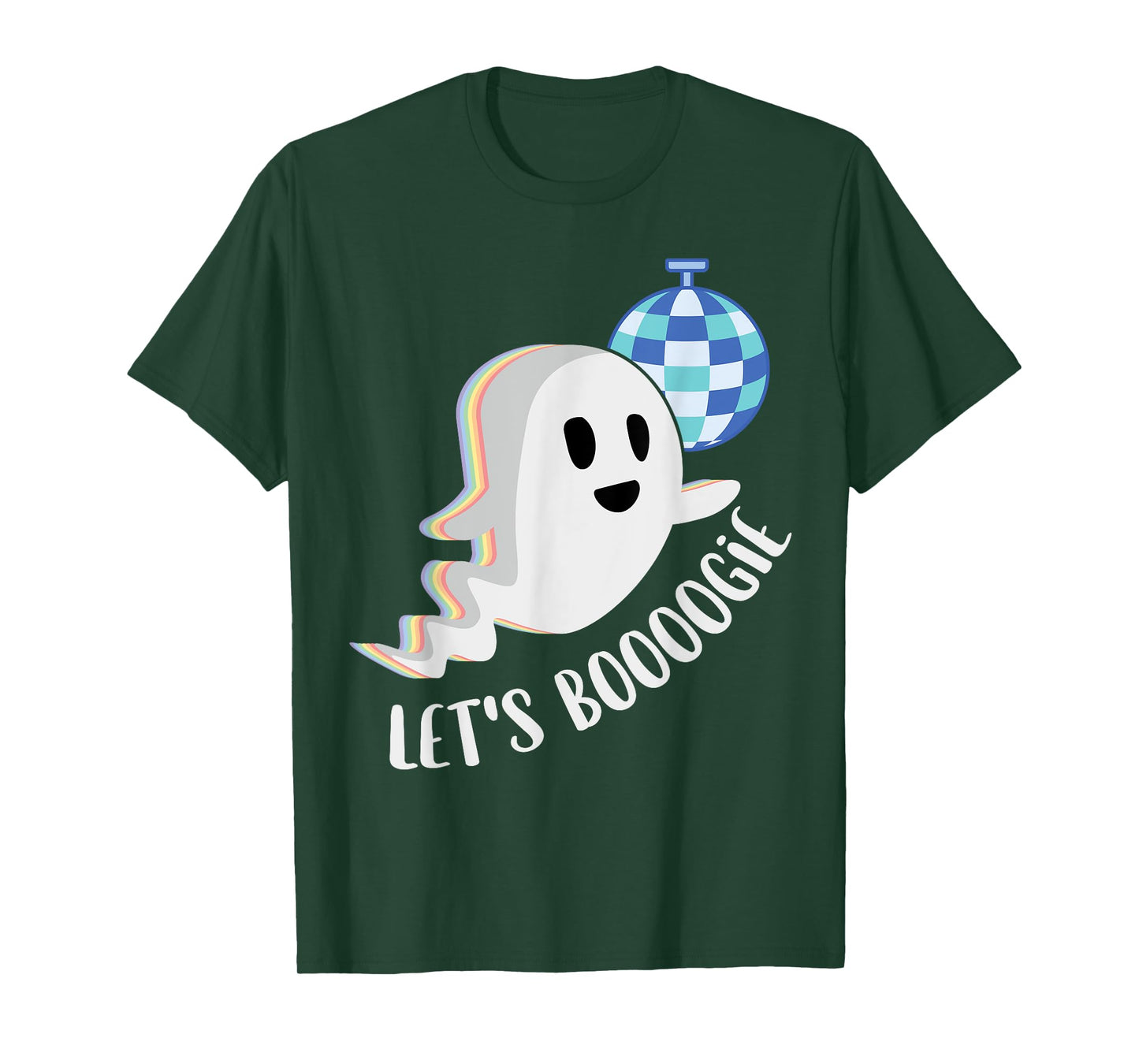 Let's Boogie Funny Cute Ghost Boo Groovy Disco Dance Pun T-Shirt