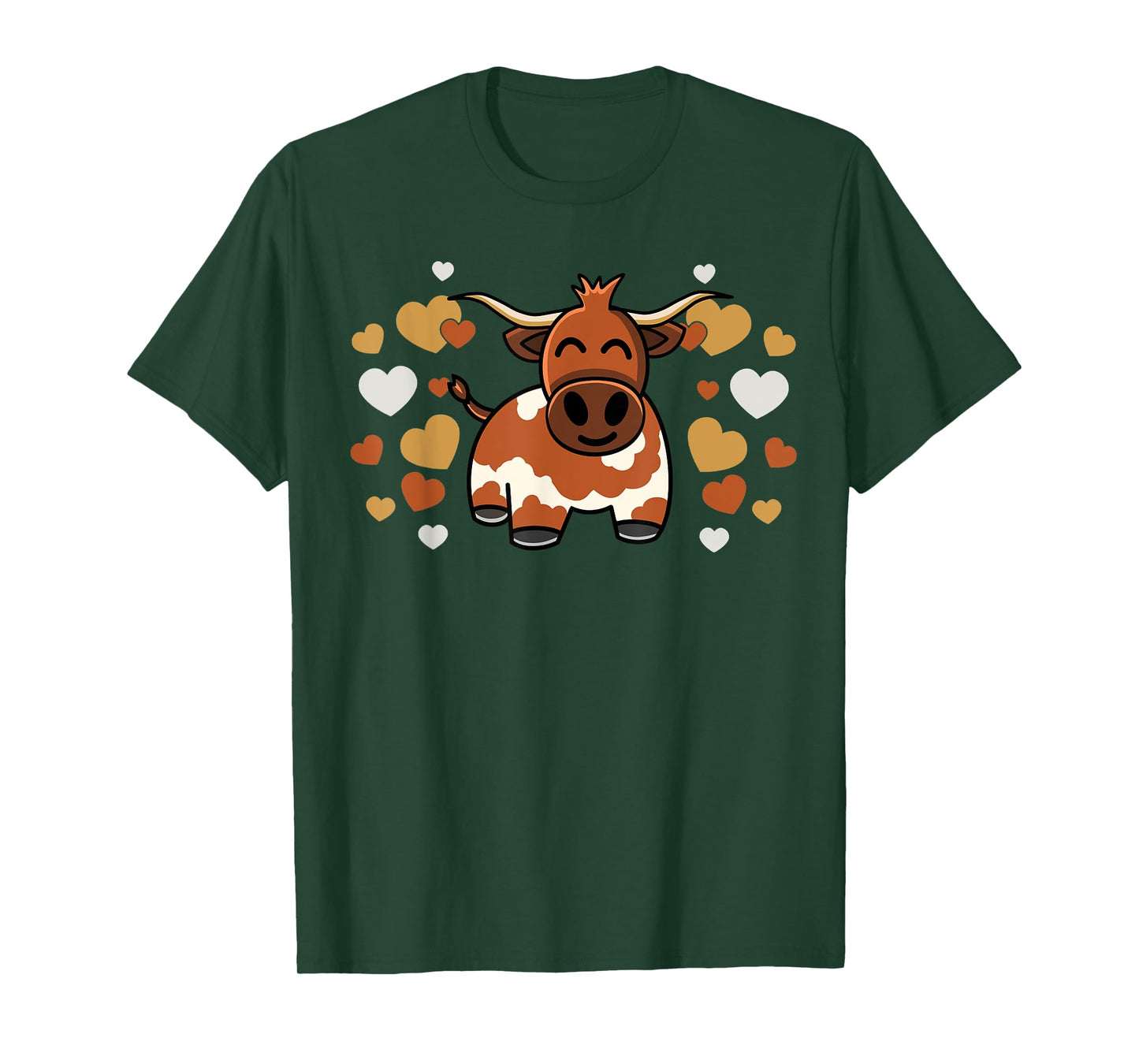 Cute Longhorn Cow With Hearts for Longhorn Cow Lovers T-Shirt