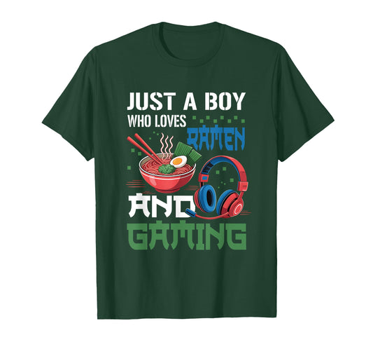 Just A Boy Who Loves Ramen and Gaming Anime Video Game T-Shirt