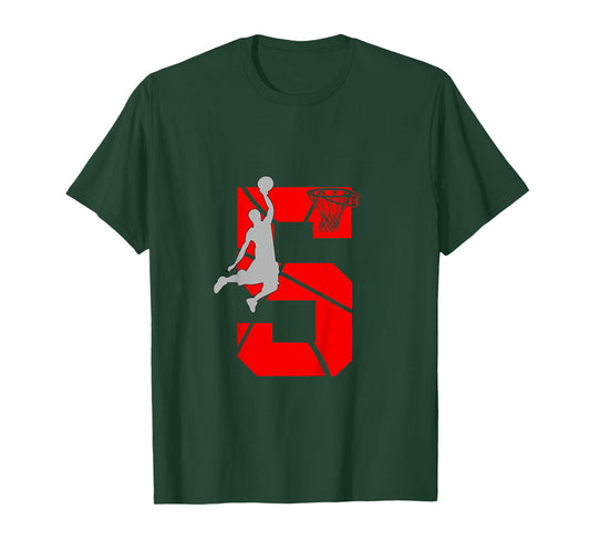 5 Year Old 5th Basketball Birthday PartyTheme Boys Girls T-Shirt