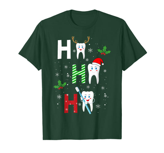 Ho Ho Ho Santa Christmas Funny Teeth Dentist Dental Xmas T-Shirt