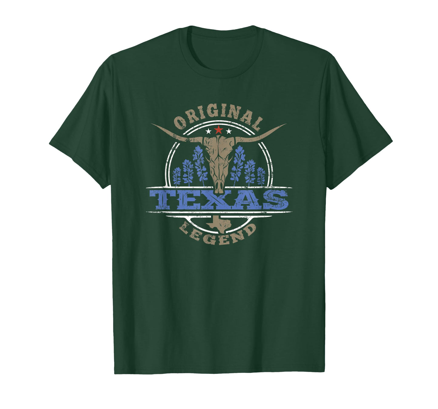 Longhorn & Bluebonnet TX Legend & Original - Born in Texas T-Shirt