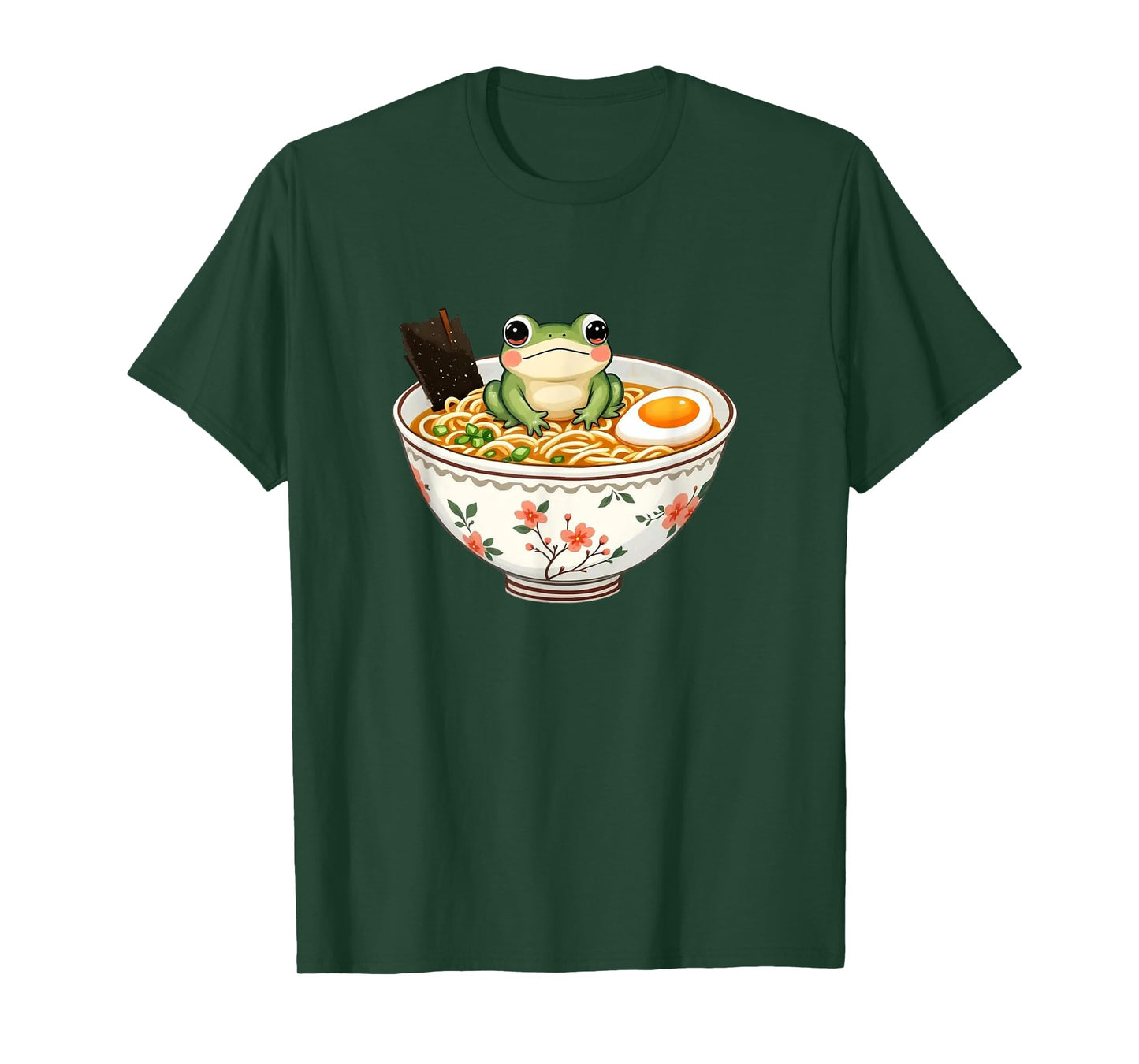 Cute Kawaii Frog In A Ramen Bowl Anime Lover Men Women Kids T-Shirt