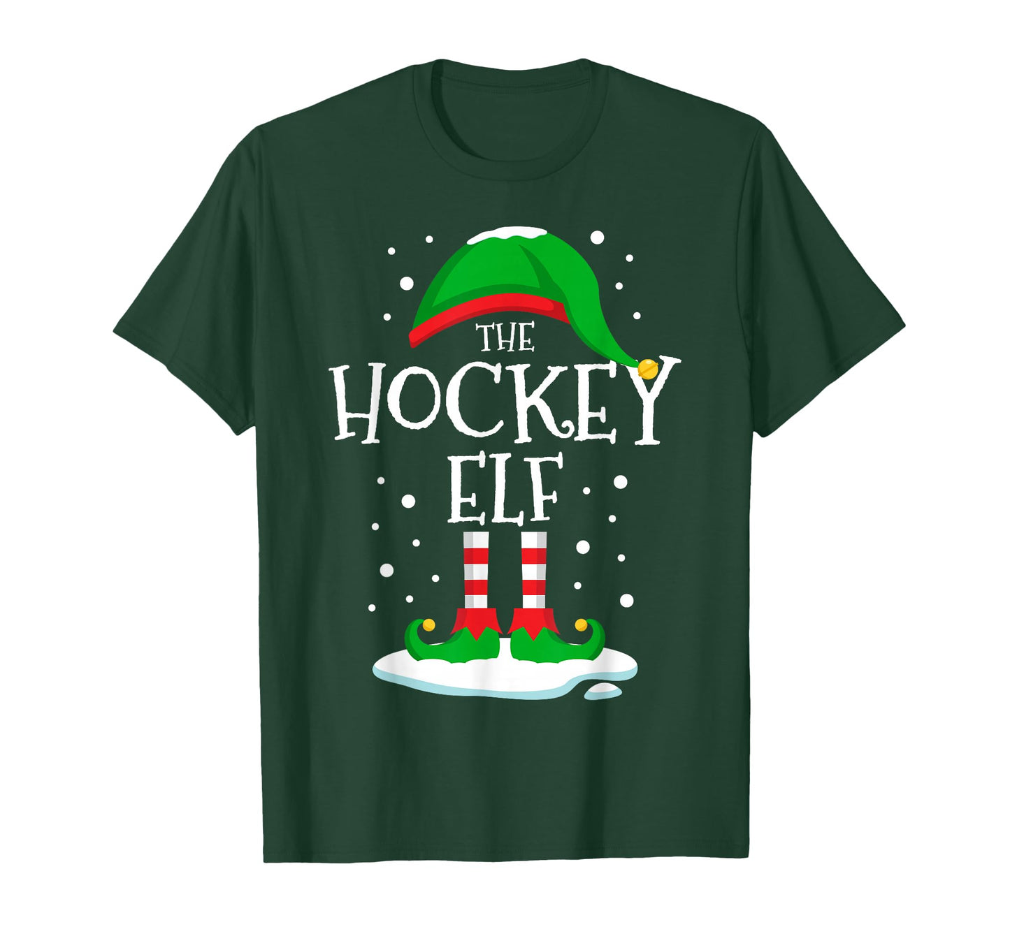 The Hockey Elf Christmas Family Matching Xmas Group Funny T-Shirt