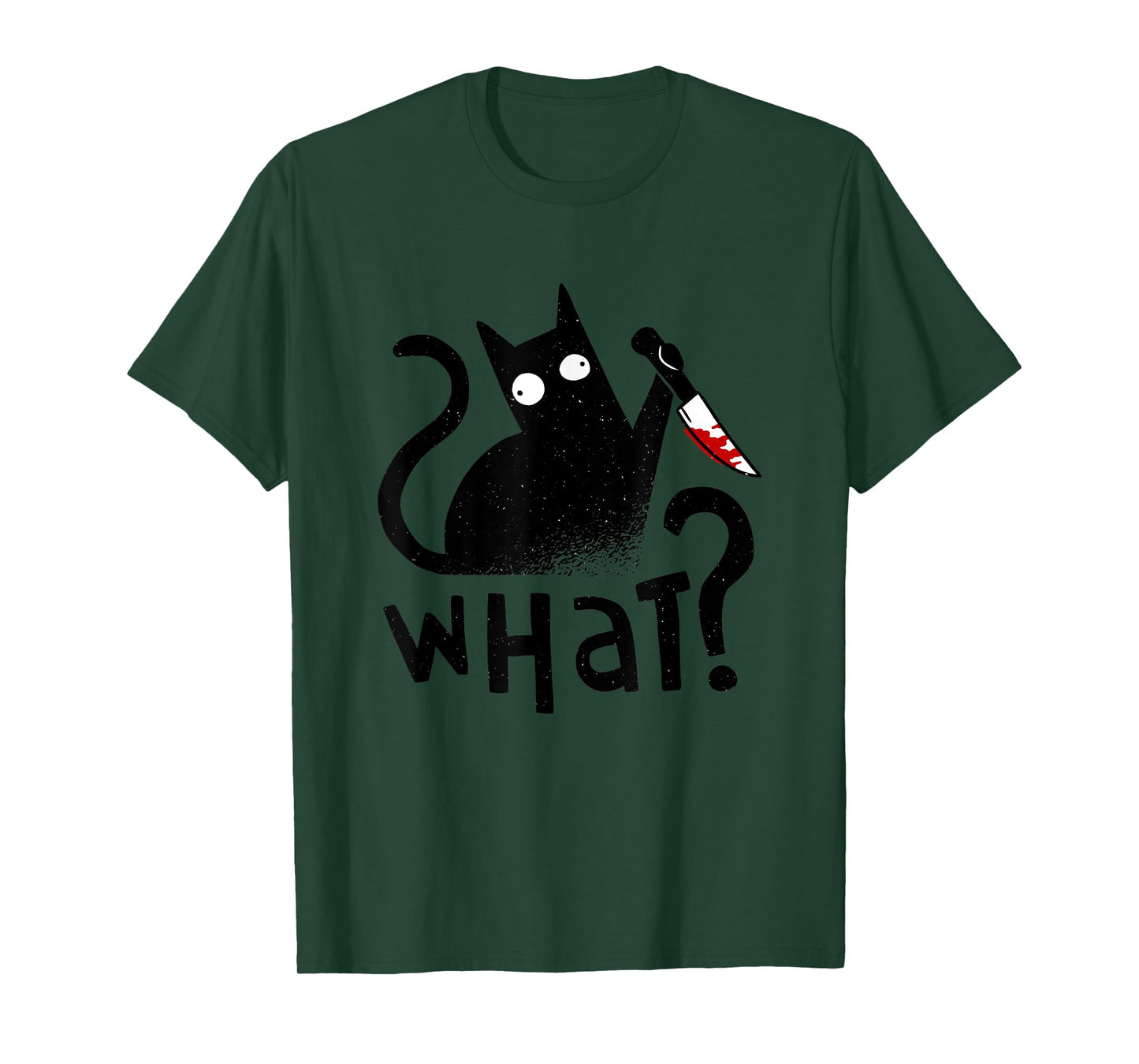 Cat What Cat With Knife Black Cat Murderous Cat Halloween T-Shirt