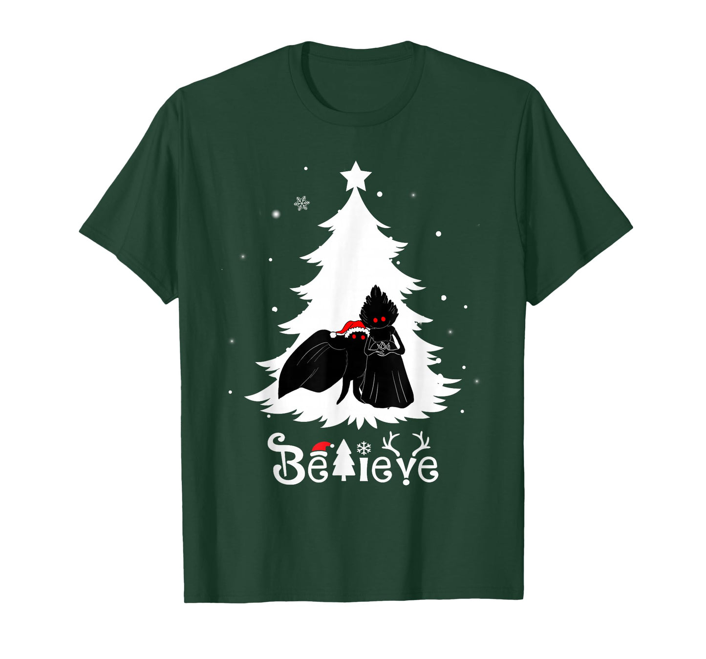Believe Mothman And Flatwoods Monster Christmas Cryptid T-Shirt