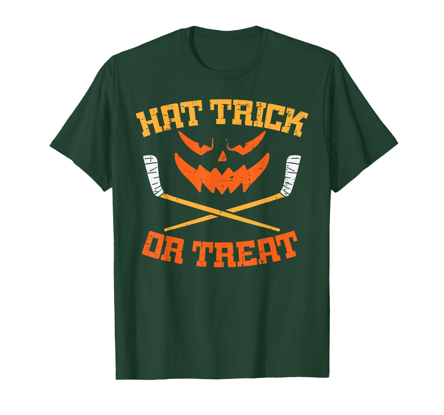 Hat Trick Or Treat Ice Hockey Halloween Boy Men Player Coach T-Shirt