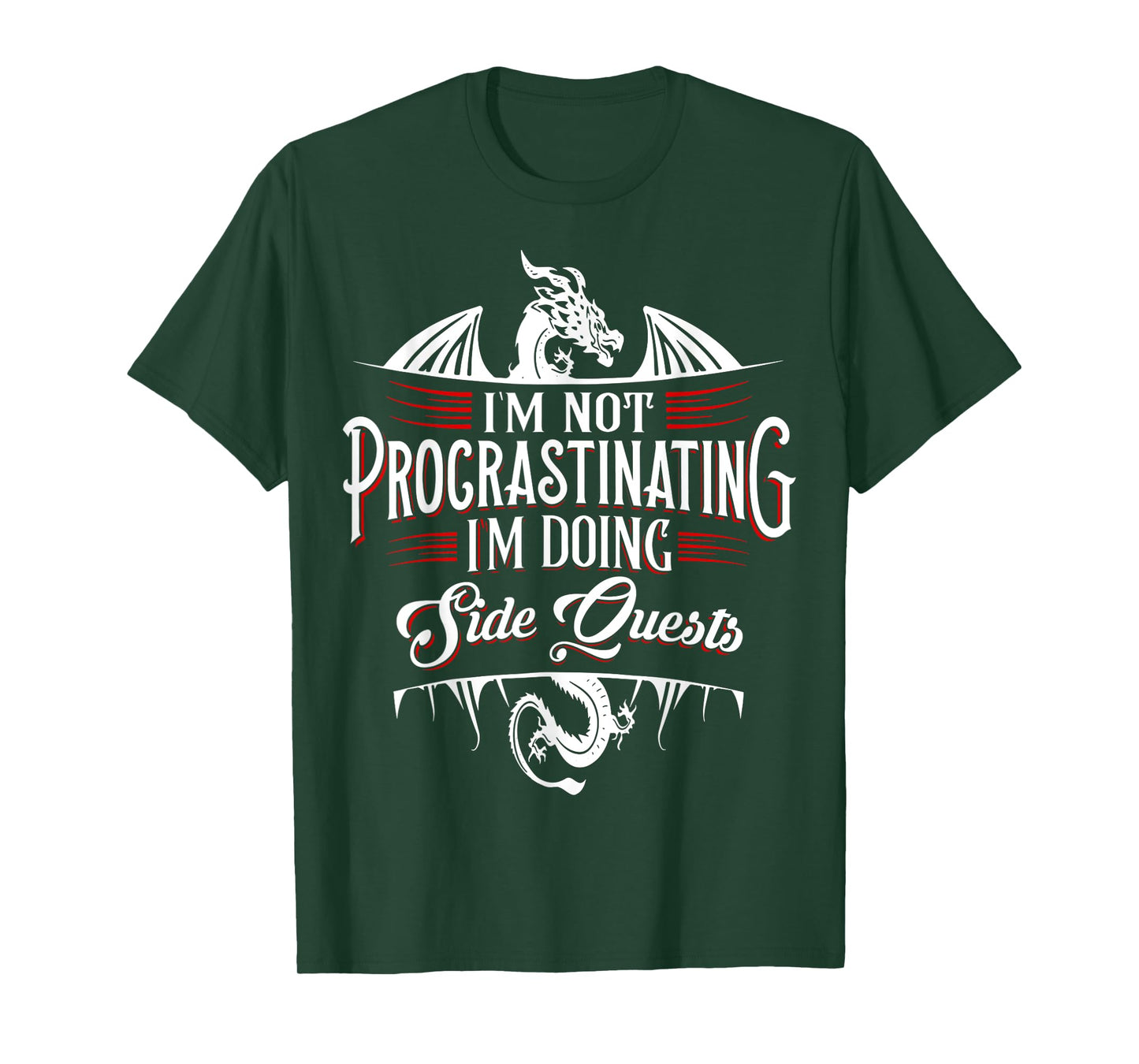Not Procrastinating Side Quests Funny RPG Gamer Dragons T-Shirt