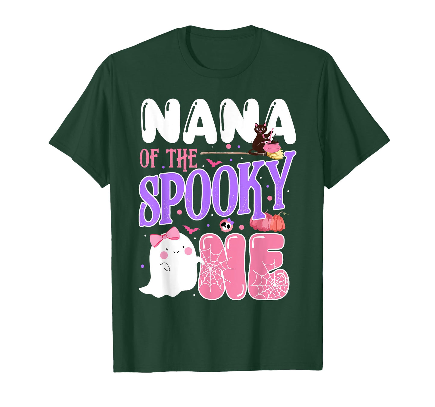 Nana Of The Spooky One 1st Birthday Halloween Pink Ghost T-Shirt