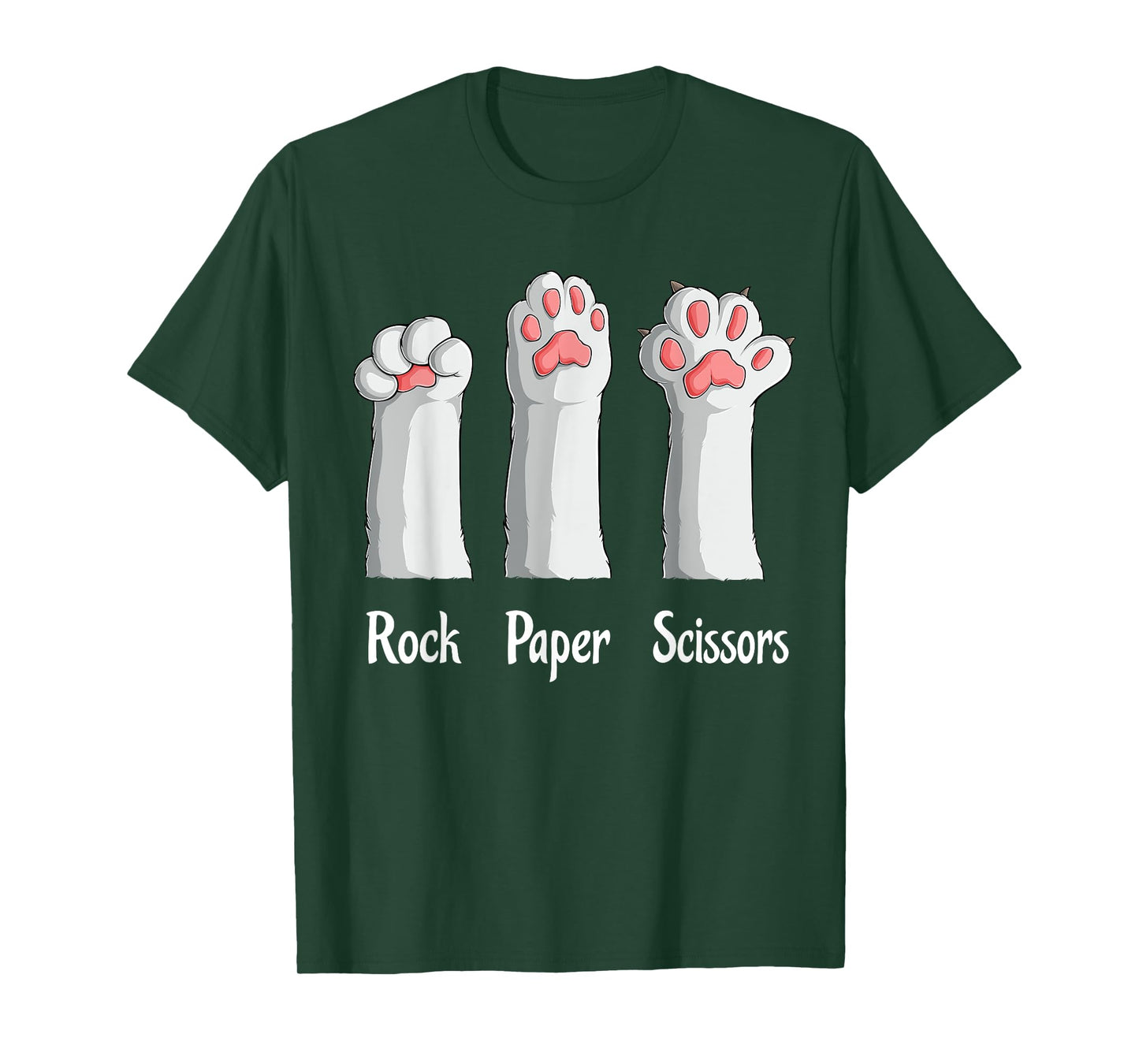 Funny Cat Rock Paper Scissors Hand Game Cute Paw Kitten Kids T-Shirt