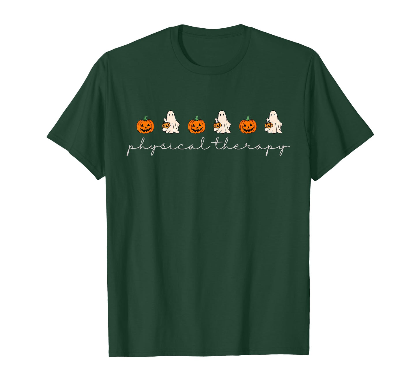 Physical Therapy Pumpkin Fall Ghost Halloween PT Therapist T-Shirt