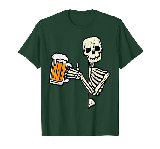 Halloween Skeleton Dad Funny Lazy Skull Costume Party Men T-Shirt