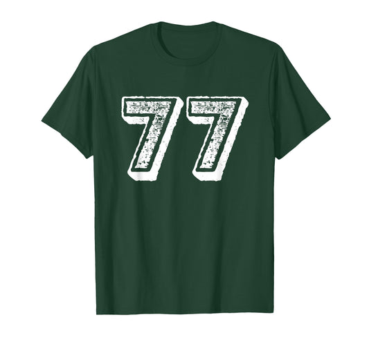 Number 77 Sports Jersey Player #77 Fan Front Print Vintage T-Shirt