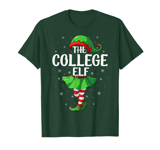 College Elf Christmas Girls Women Elf Squad Xmas Family T-Shirt