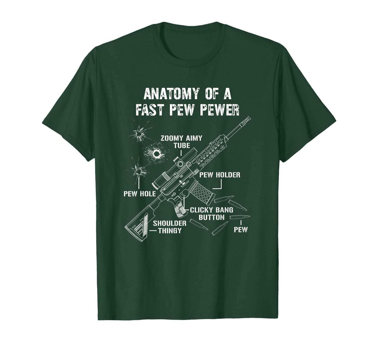 Funny Anatomy Of A Pew Pewer - 2A Supporter - Funny Gun Meme T-Shirt