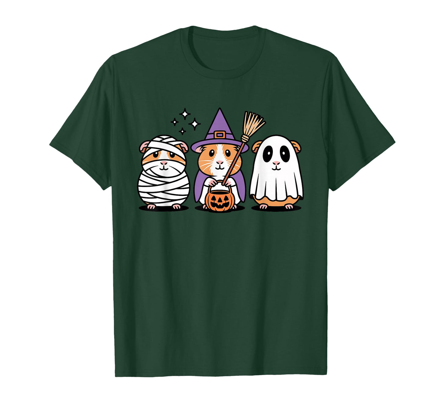 Cute Guinea Pig Halloween Witch Mummy Ghost T-Shirt