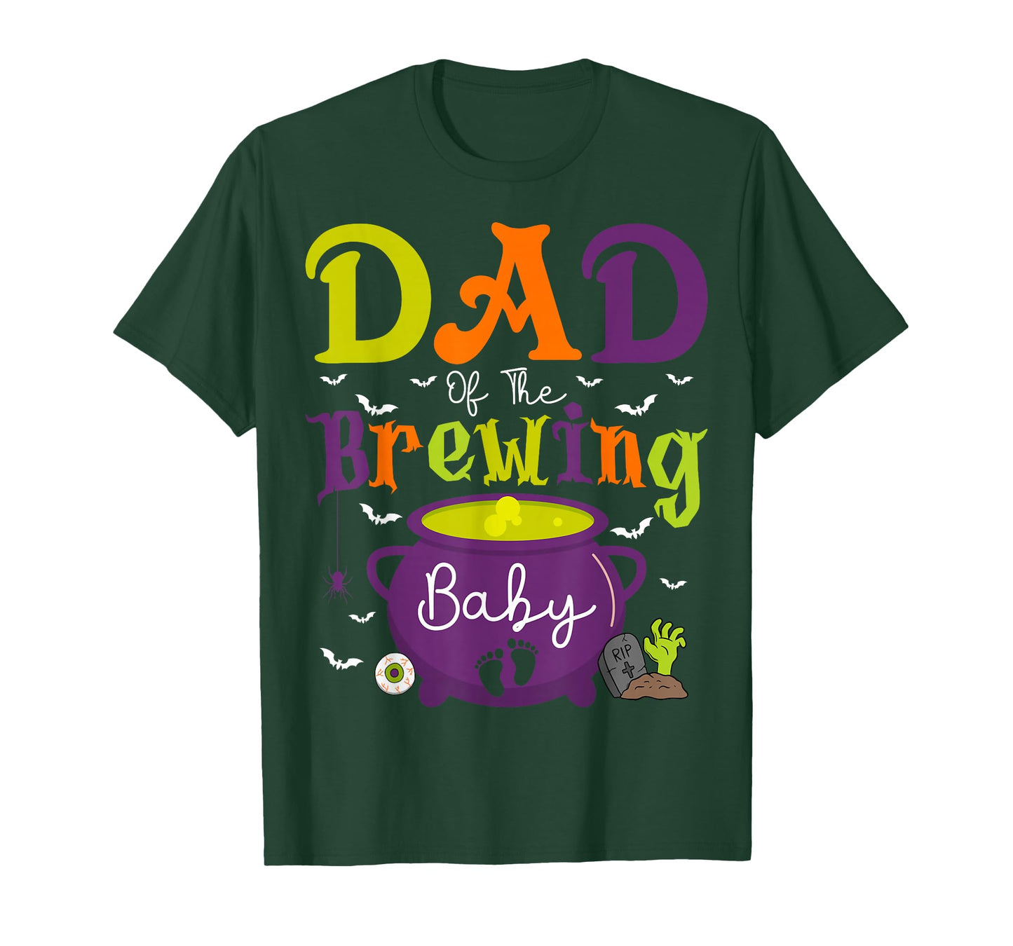 Dad Of The Brewing Baby Witch Baby Shower Ghost Halloween T-Shirt