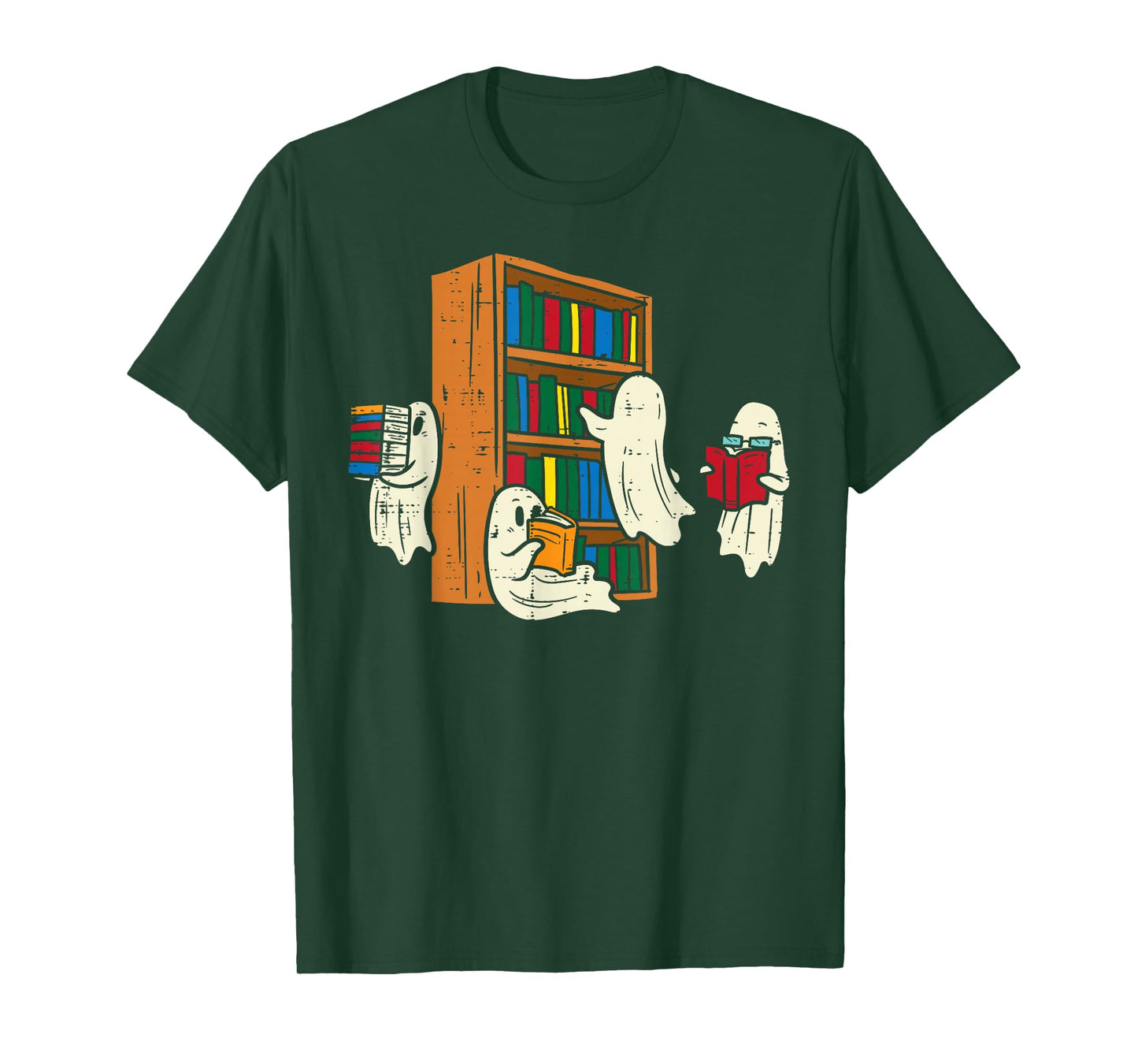 Ghosts Reading Books Teacher Halloween Librarian Boooks T-Shirt