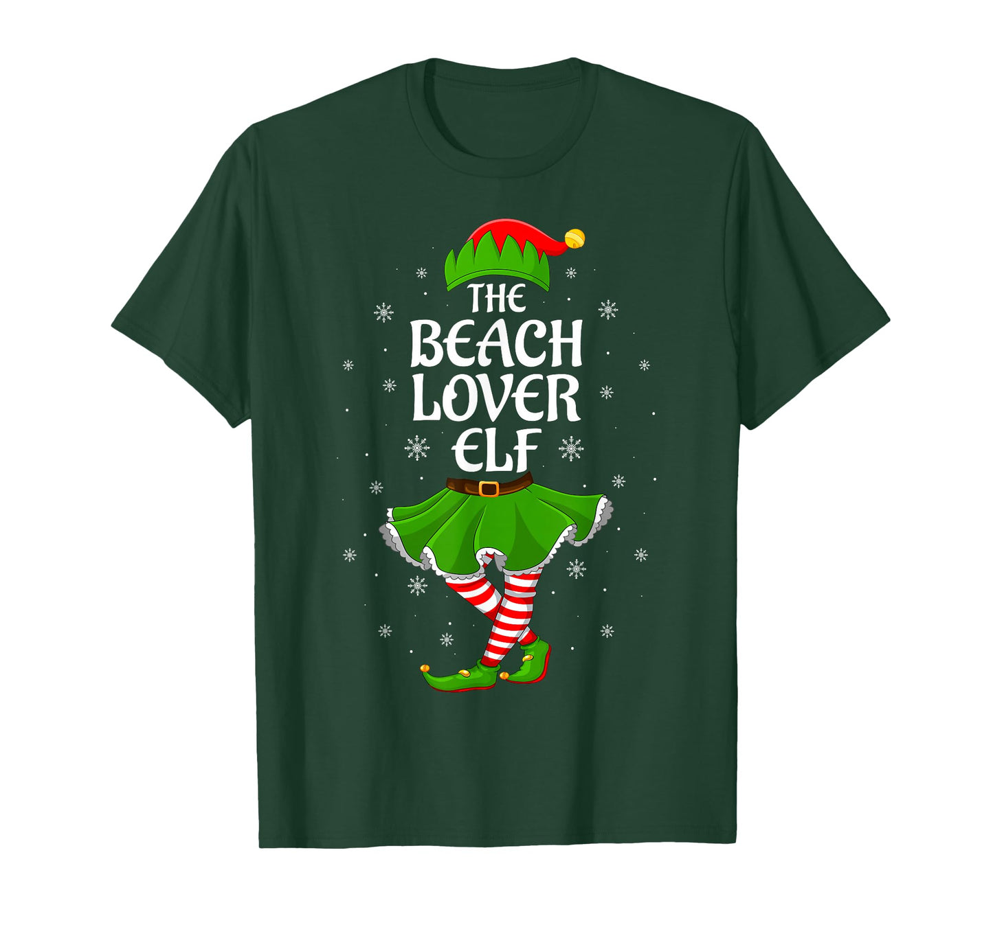 Beach Lover Elf Christmas Family Girls Women Elf Squad Xmas T-Shirt
