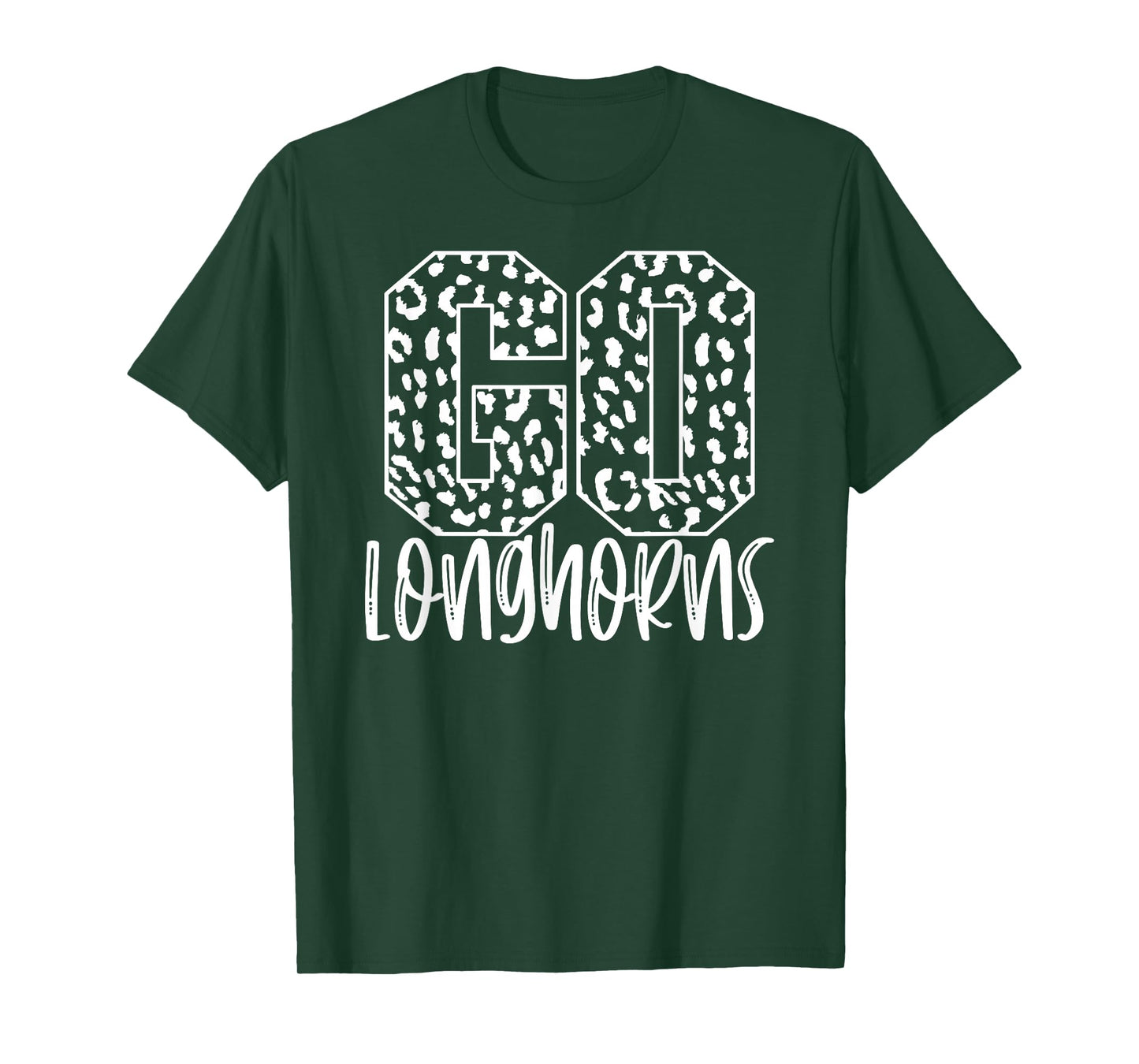 Longhorns Team Mascot School Spirit Game Night Leopard Print T-Shirt