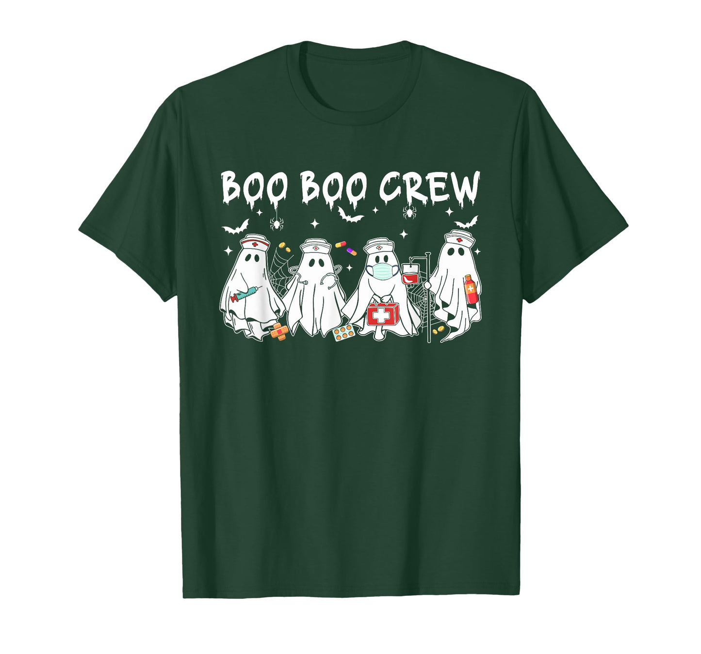Boo Boo Crew Cute Ghost Nurses Women Halloween Scrub Top T-Shirt