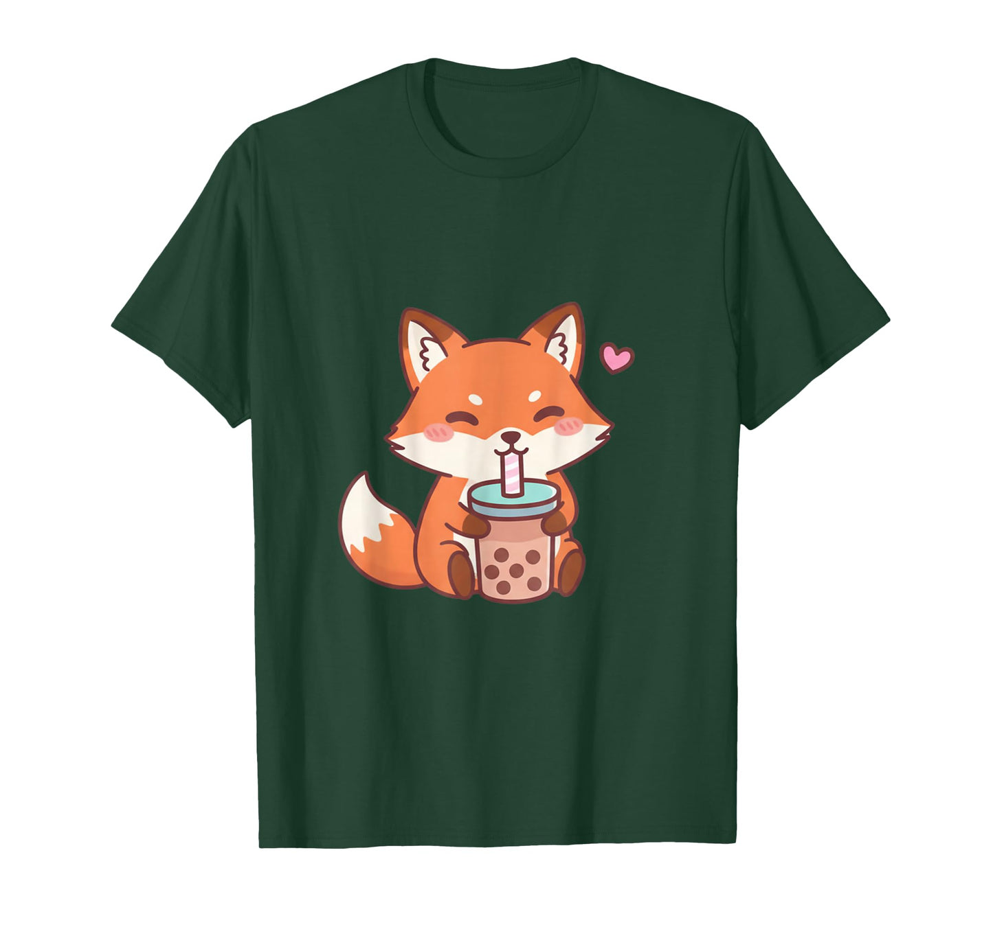 Cute Fox Kawaii Anime Drinking Bubble Tea Lover Girls T-Shirt