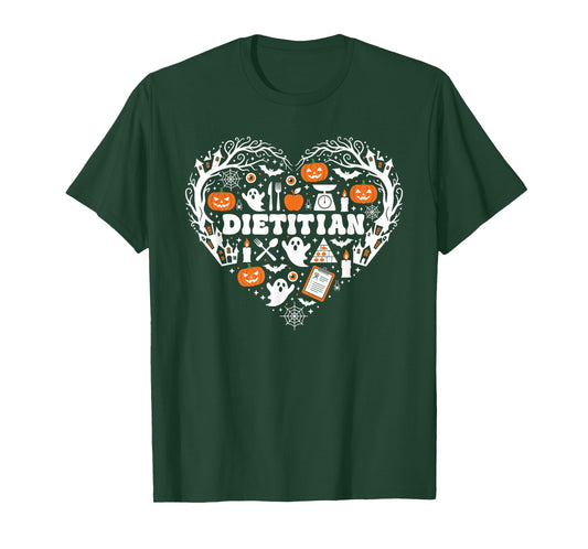 Dietitian Heart Pumpkin Ghost Halloween Kids Mens Womens T-Shirt