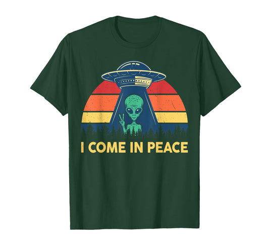 I Come In Peace Funny UFO Costume Kids Adults Cute Alien T-Shirt