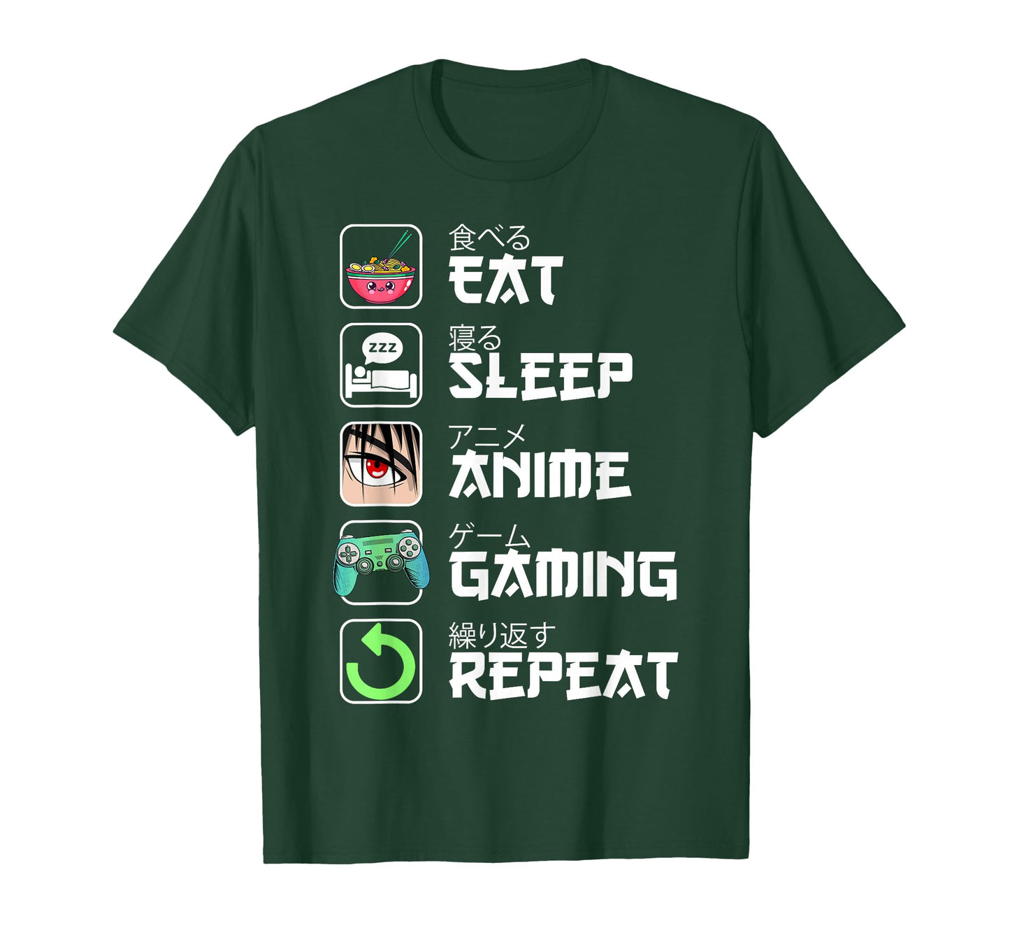 Eat Sleep Anime Gaming Repeat Japan Kawaii Manga Anime Gifts T-Shirt