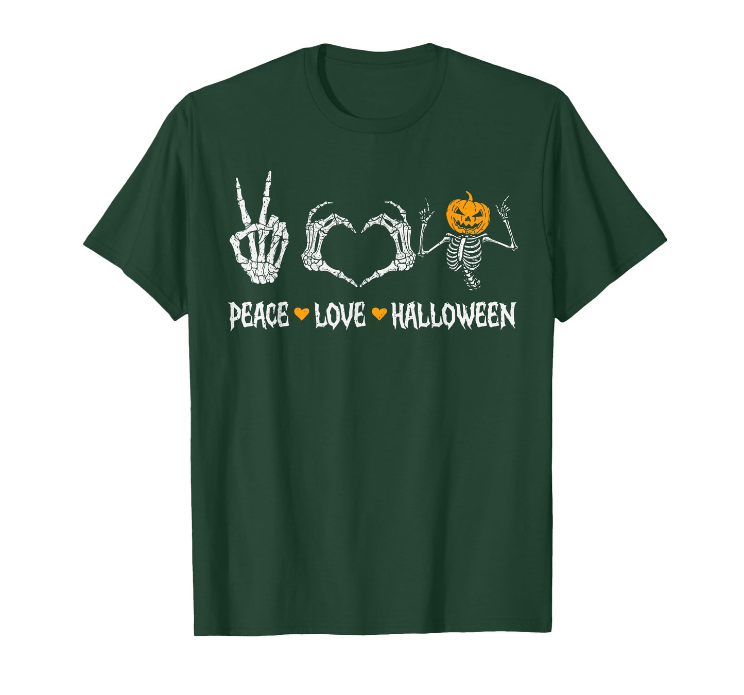Peace Love Halloween Pumpkin Skeleton Spooky Men Women Kids T-Shirt
