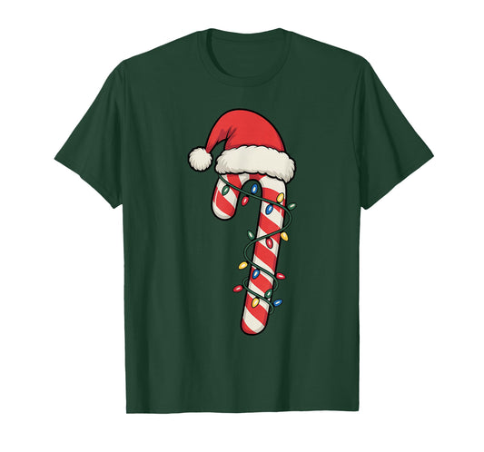 Santa Candy Cane Shirt Men Women Kids Boys Candy Cane Xmas T-Shirt