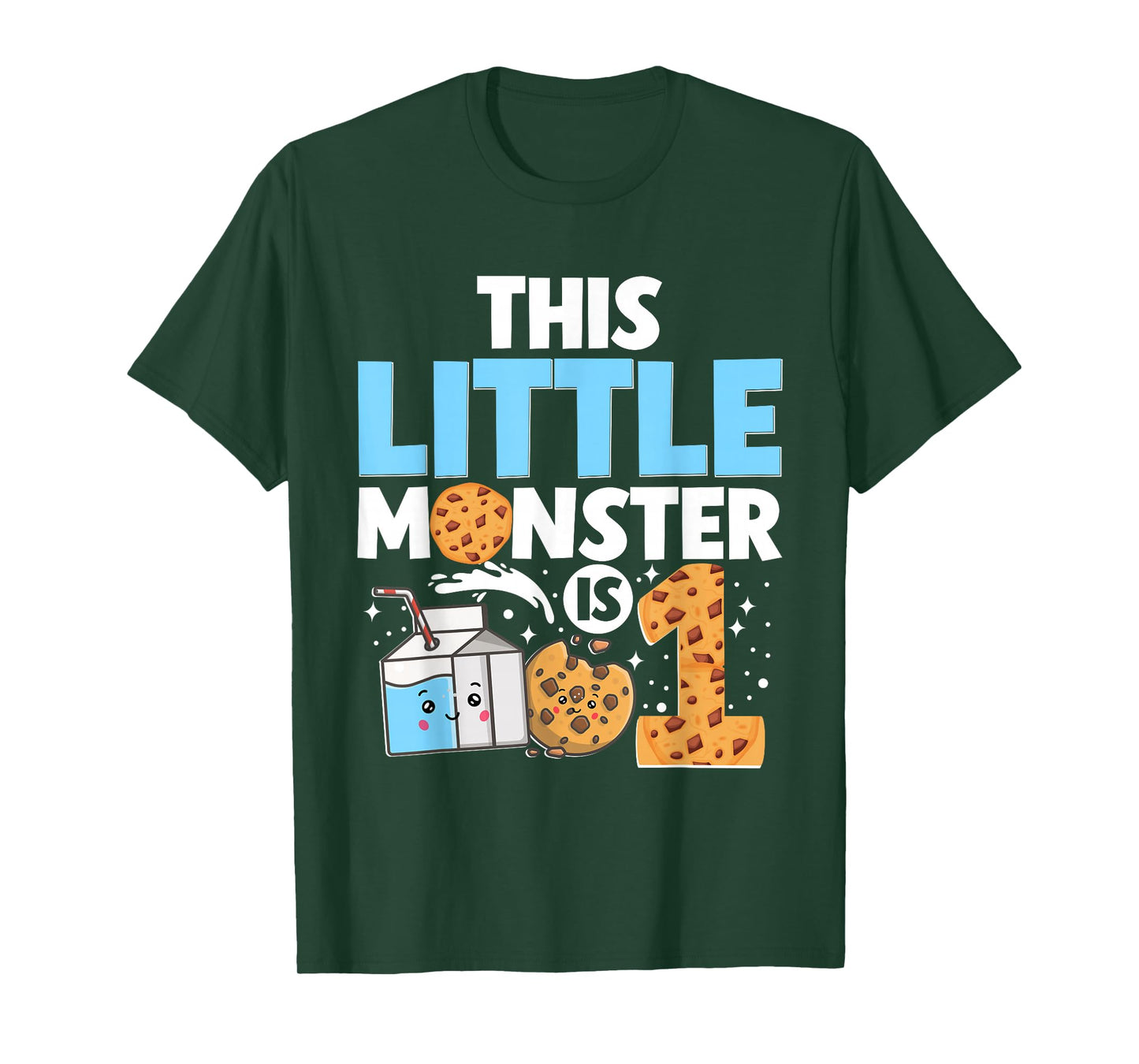 This Little Monster is 1 Milk and Cookies 1st birthday T-Shirt