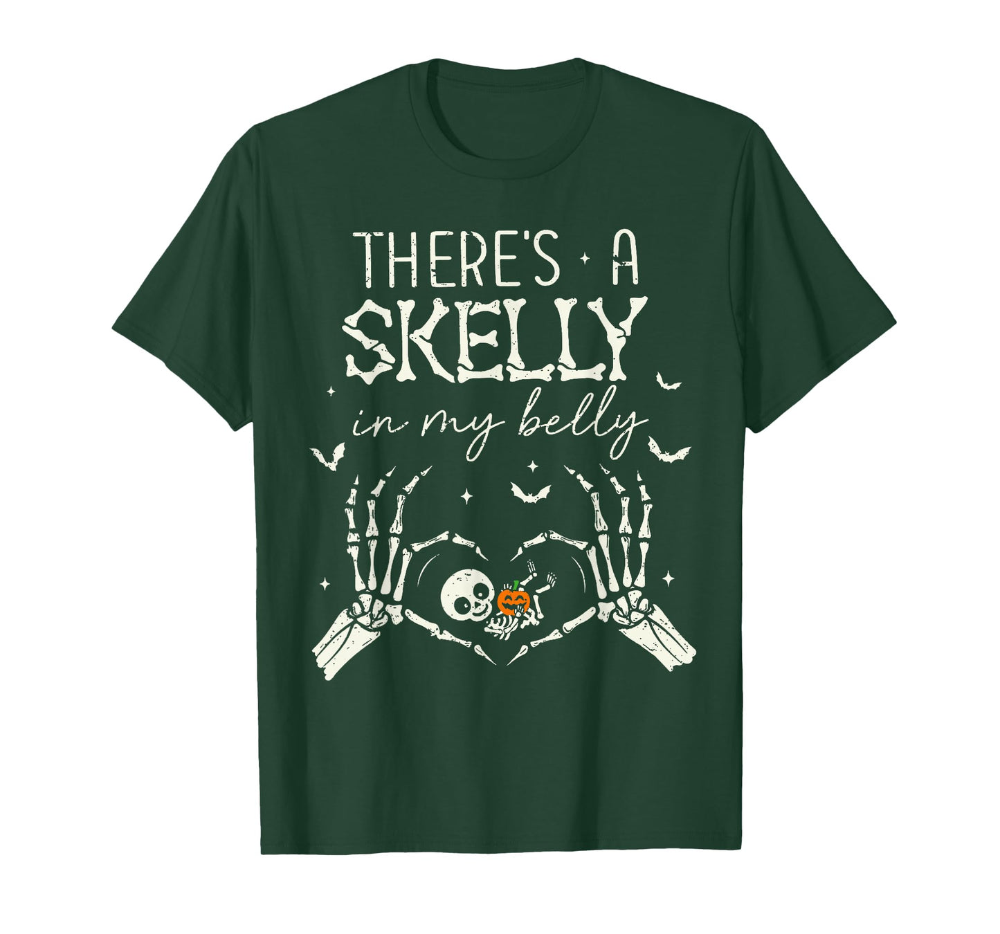 There's A Skelly in My Belly Funny Halloween Pregnancy Women T-Shirt