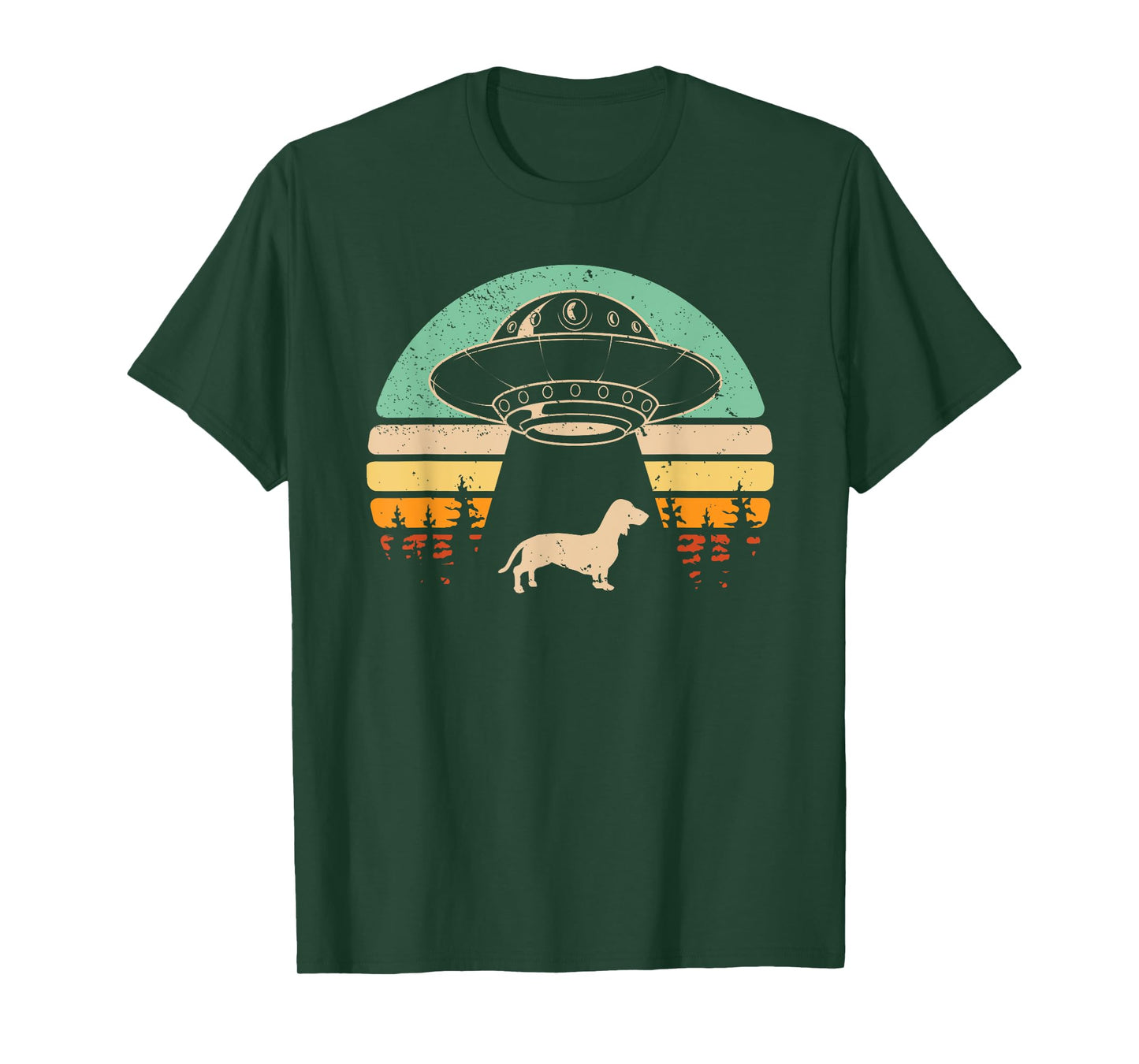Dachshund UFO Abduction Alien Spaceship Abducting Wiener Dog T-Shirt
