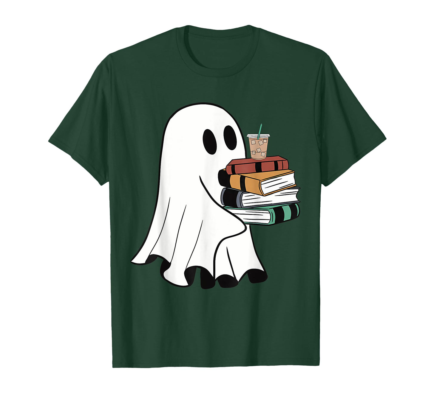 Ghost With Books Coffee Halloween For Book Lover T-Shirt